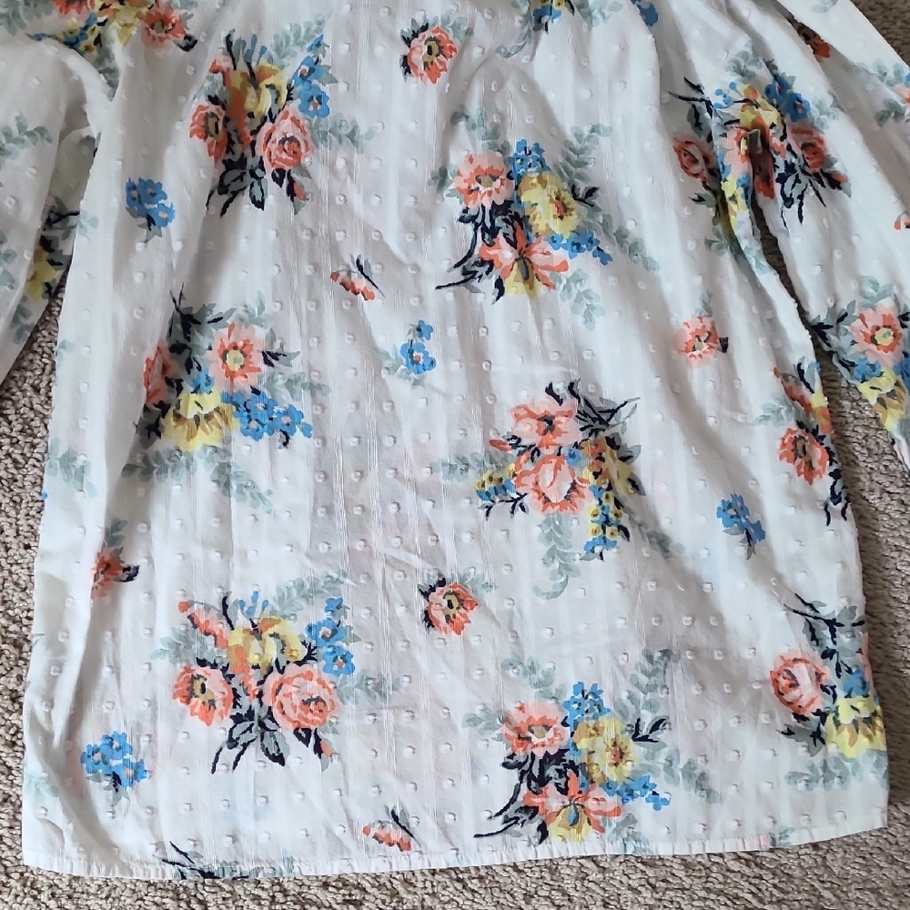 Floral Tie Neck 3/4 Sleeve Blouse- PXS Loft - Picture 11 of 14